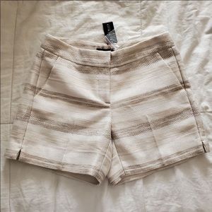 White House black market cream color lined shorts